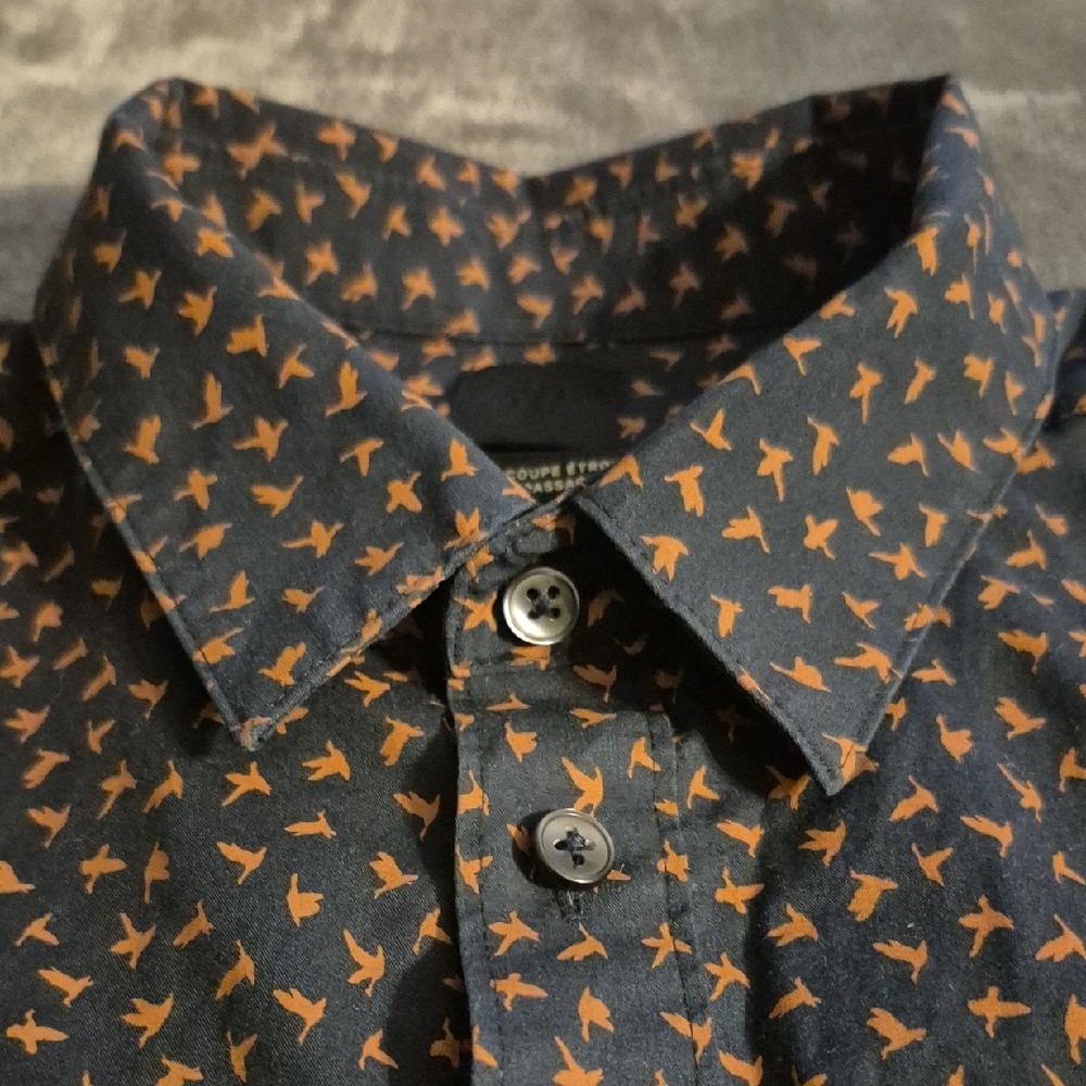 H&M Men's Dark Blue and Orange Casual Shirt - Picture 4 of 9